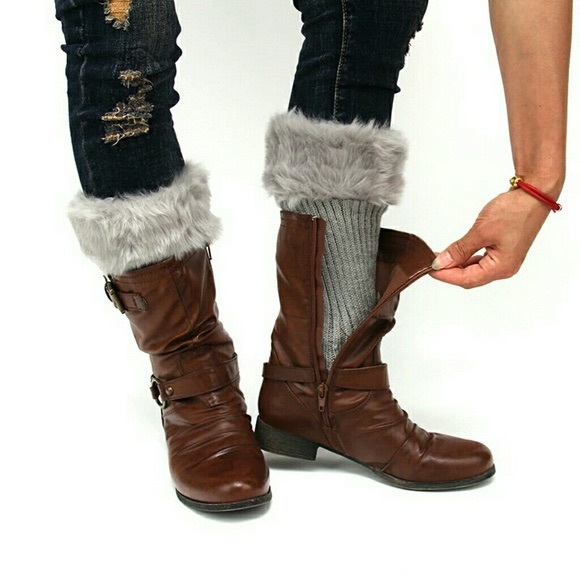 Faux Fur Charcoal Cuff Boot Topper OS BRAND NEW! - Picture 3 of 3